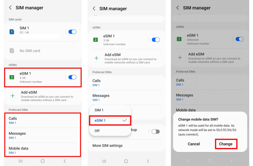 Installieren einer eSIM-Karte unter Android Schritt 5