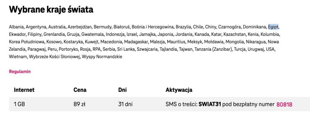 Internet w Egipcie T-Mobile