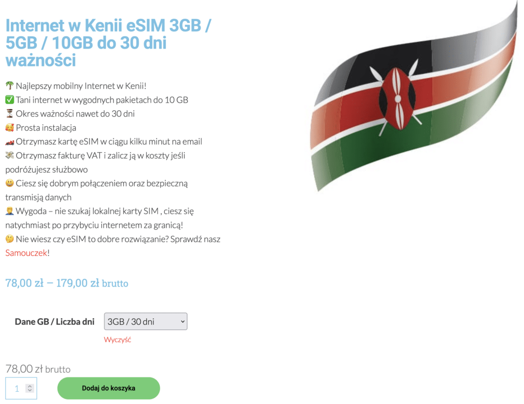 Internet in Kenia esim  